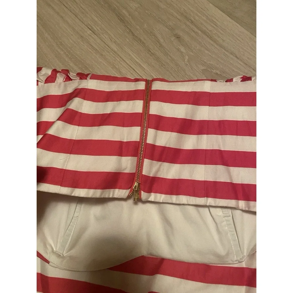 Lilly Pulitzer Maybell Dress Azalea Pink Stripe Size 2 Strapless Peplum Ruffle - Picture 6 of 14
